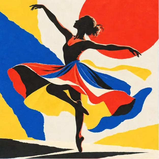 Dancer in motion in the Cutout Poster style