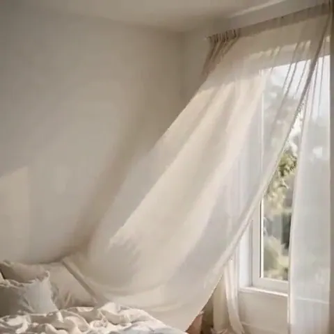 Curtains Lift: Serene bedroom corner