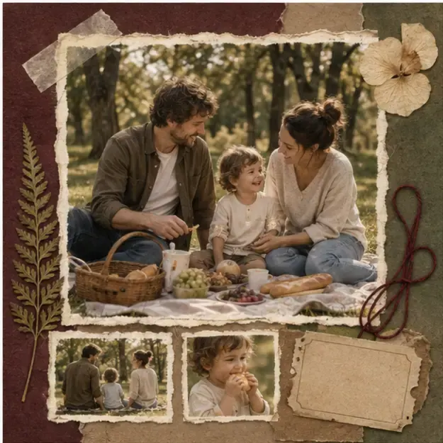 Family picnic in the Keepsake Album style