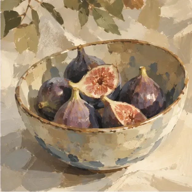 Ceramic bowl of figs in the Brushed Light style