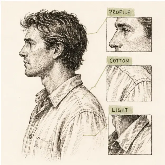 Profile portrait in the Detail Ledger style