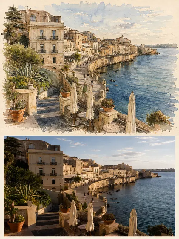 Waterfront promenade in the Wash Above style