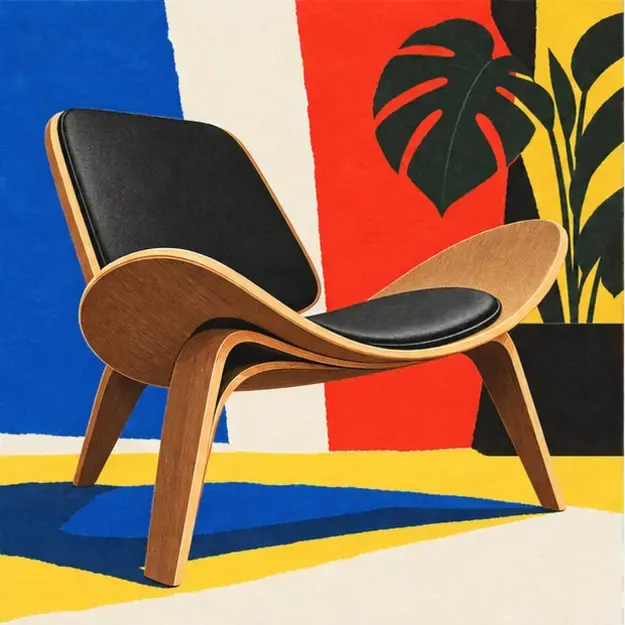 Sculptural chair in the Cutout Poster style