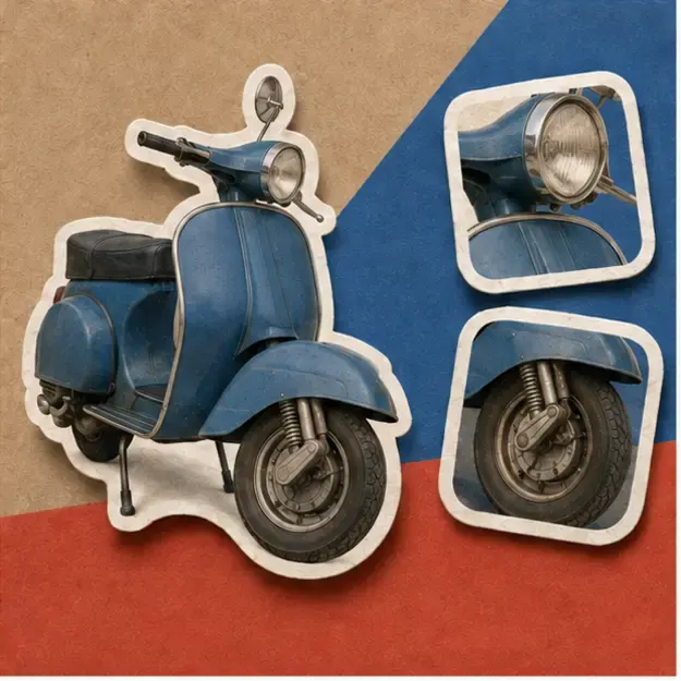 Scooter in the Sticker Stack style