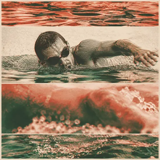 Swimmer surfacing in the Abstract Editorial style