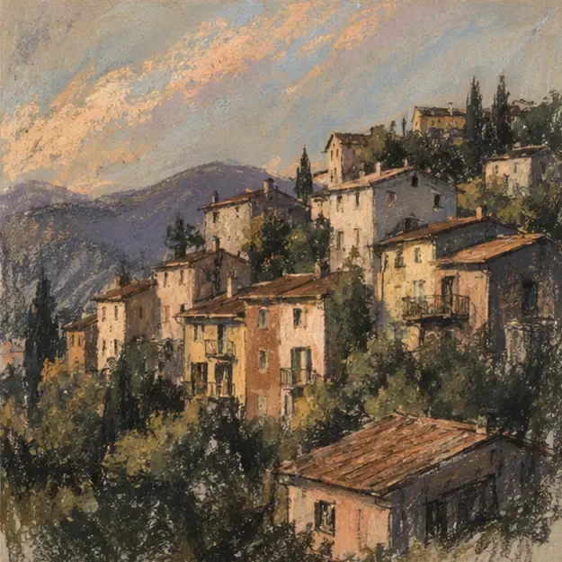 Hillside houses in the Chalk Sunday style
