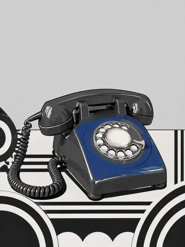 Green rotary telephone with coiled cord in the Ink Filigree style