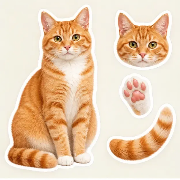 Orange cat in the Sticker Sheet style