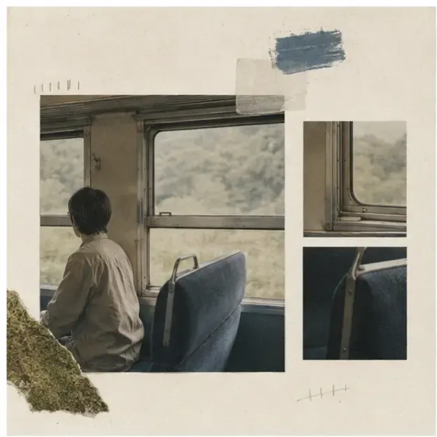 Traveler on a local train in the Pocket Journey style