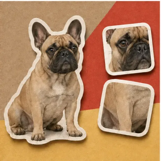 French bulldog in the Sticker Stack style