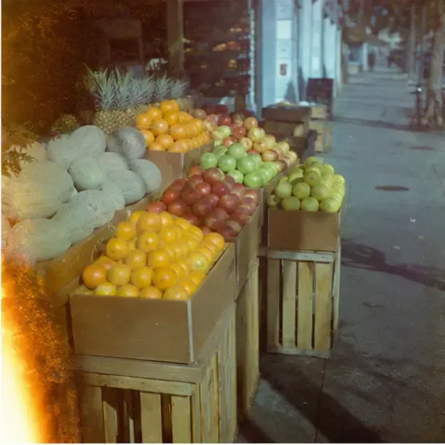 Fruit stand in the Expired Roll style