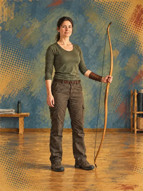 Archer holding a bow in the Scumbled Halftone style