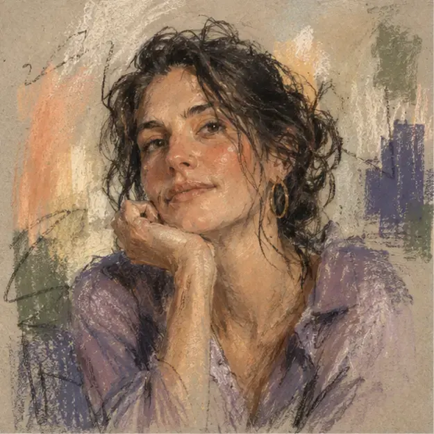 Relaxed portrait in the Chalk Sunday style