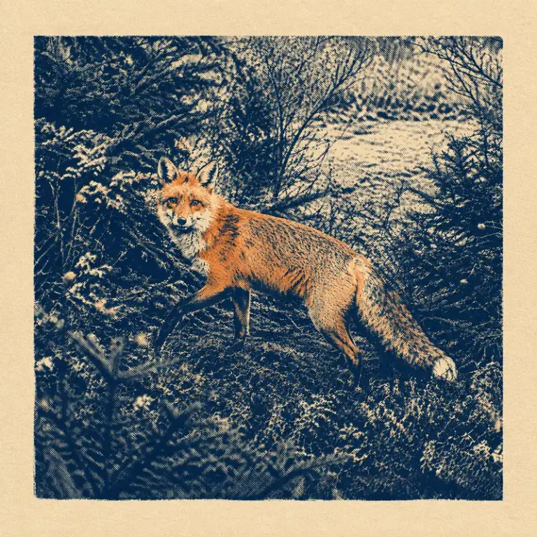 Fox in a thicket in the Grain Square style