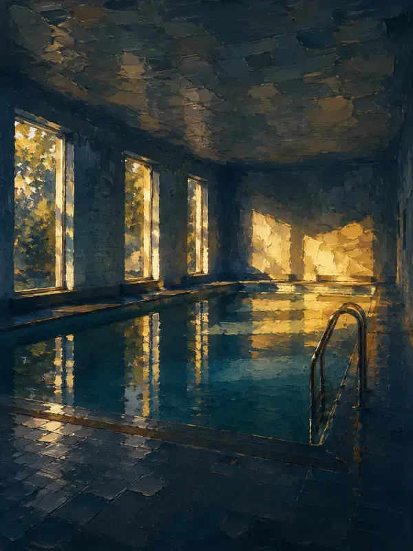 Empty indoor swimming pool in the Knife Nocturne style