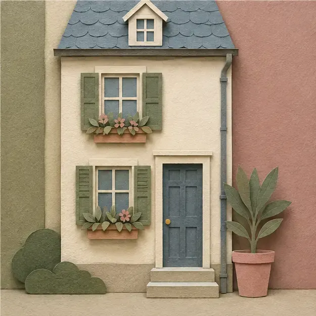 Townhouse facade in the Paper Garden style