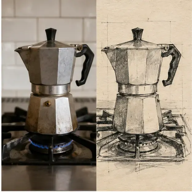 Espresso maker in the Photo & Paper style
