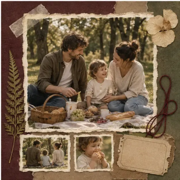Family picnic in the Keepsake Album style