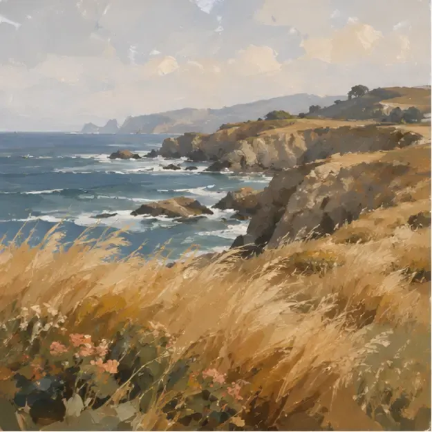 Rocky coast in the Brushed Light style
