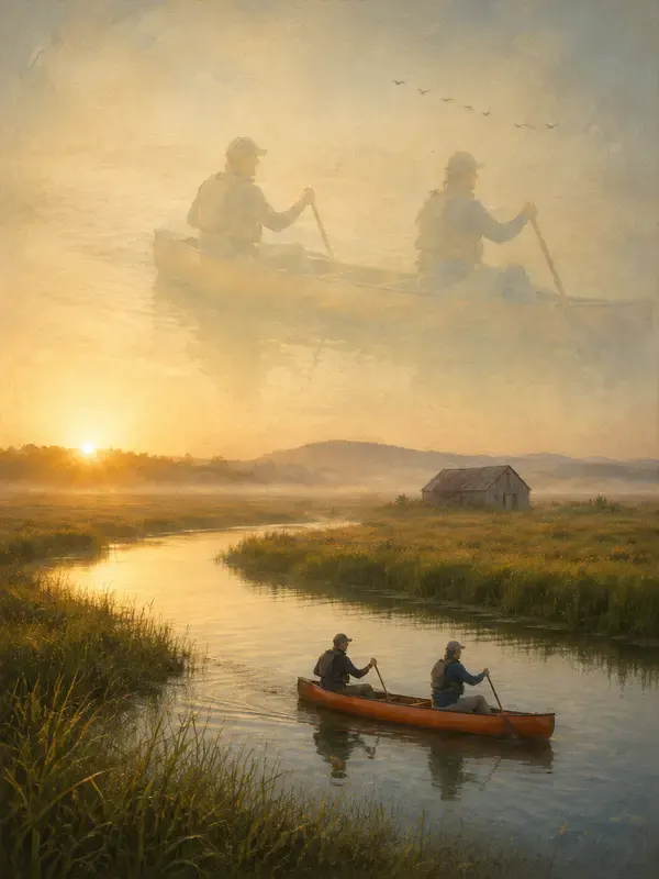 Two paddlers in one canoe in the Atmospheric Double style