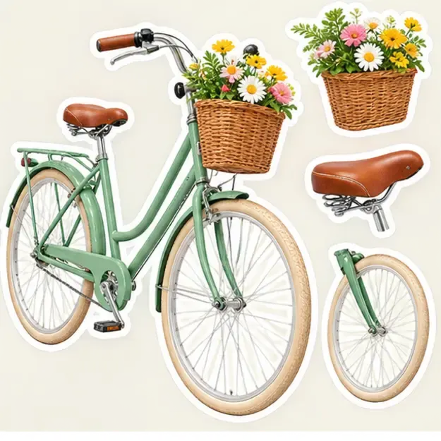 Market bicycle in the Sticker Sheet style