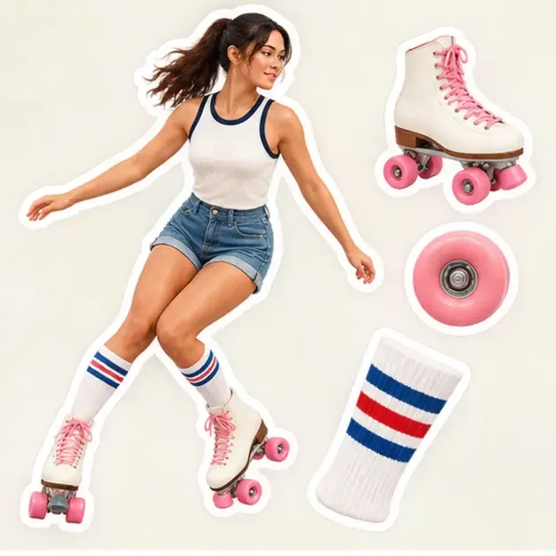 Roller skater in the Sticker Sheet style