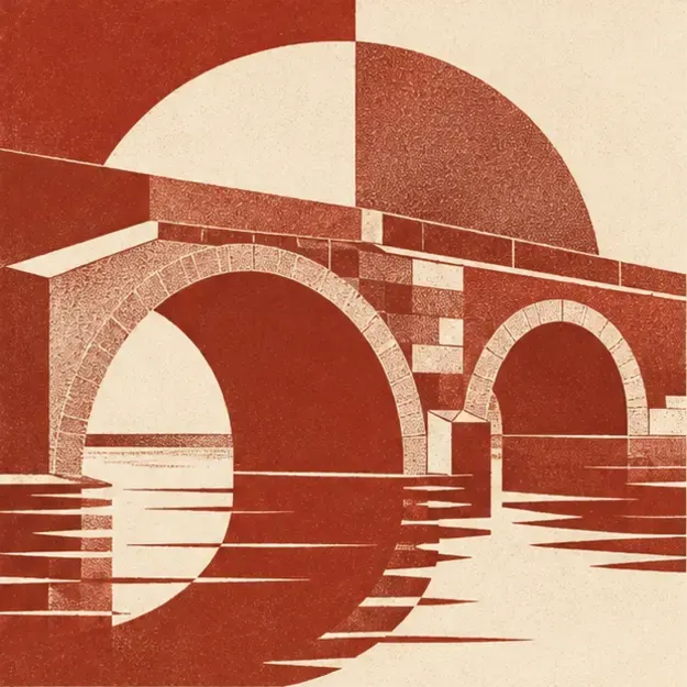 Arched bridge in the Mono Geometry style
