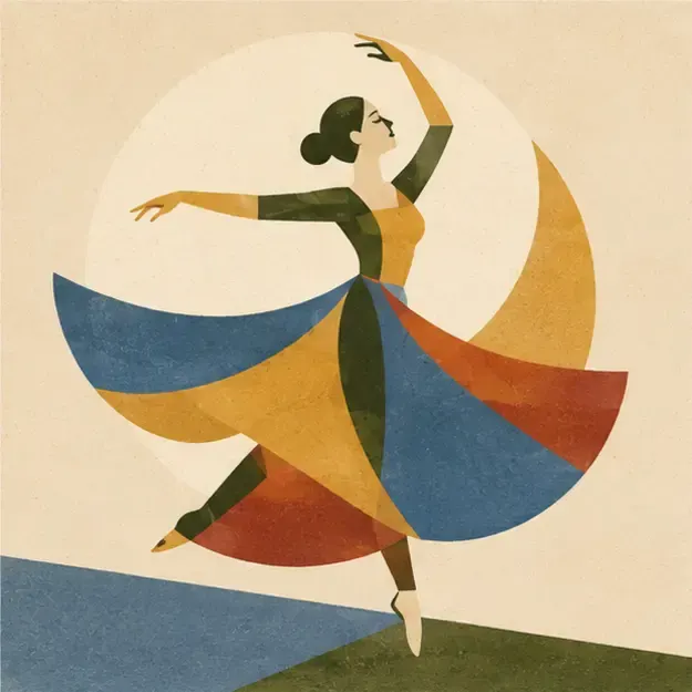 Dancer in motion in the Geo Memory style
