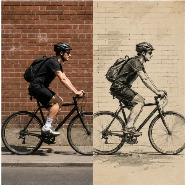Cyclist in the Photo & Paper style