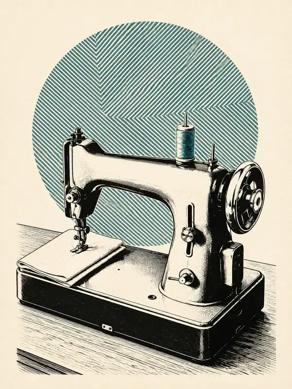 Teal mechanical sewing machine in the Grooved Disc style