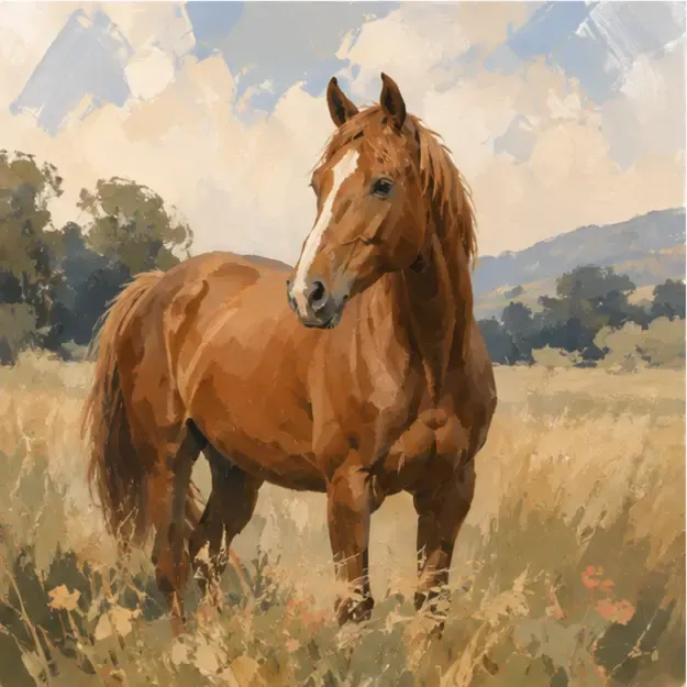 Chestnut horse in the Brushed Light style
