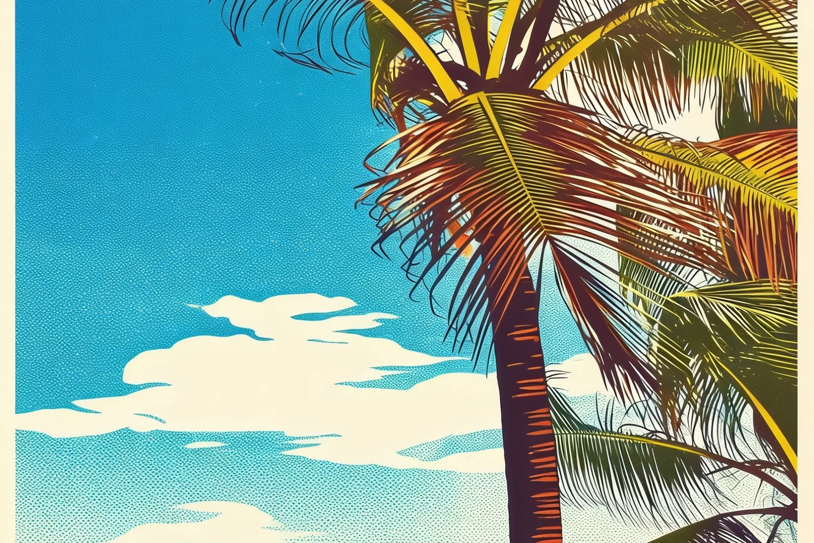 Palm tree photo restyled as a colorful print